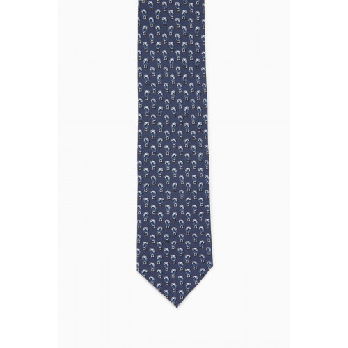 Ferragamo - Sky-print Gancini Tie in Silk