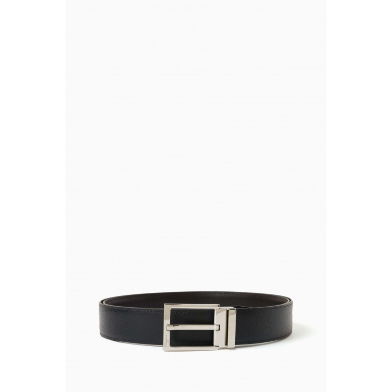 Ferragamo - Rectangular Buckle Reversible Belt in Stamped Leather