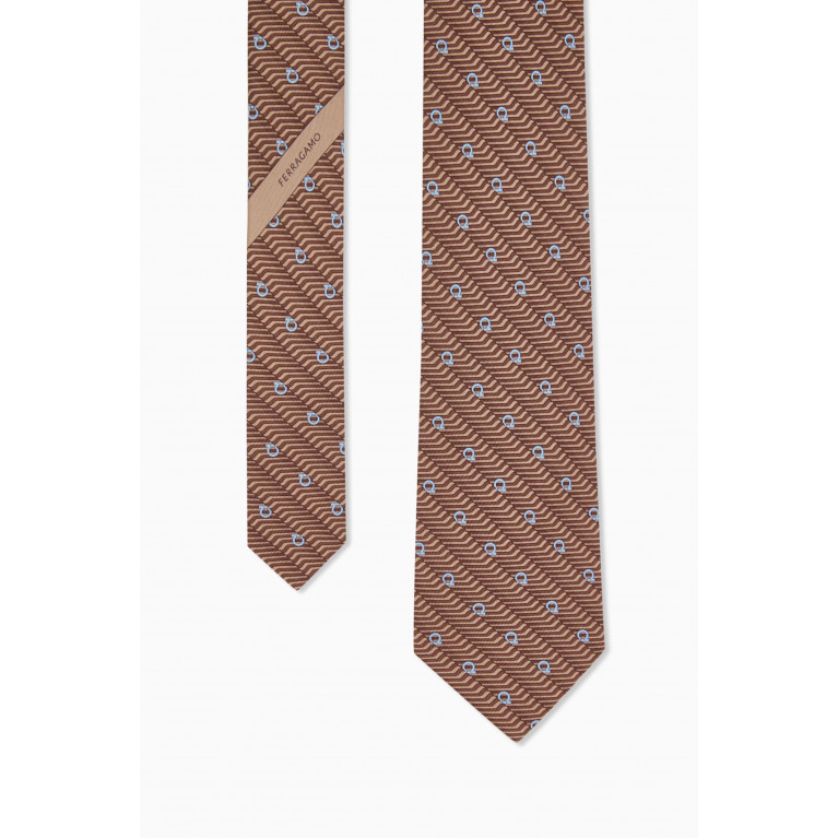 Ferragamo - Gancini-print Tie in Silk