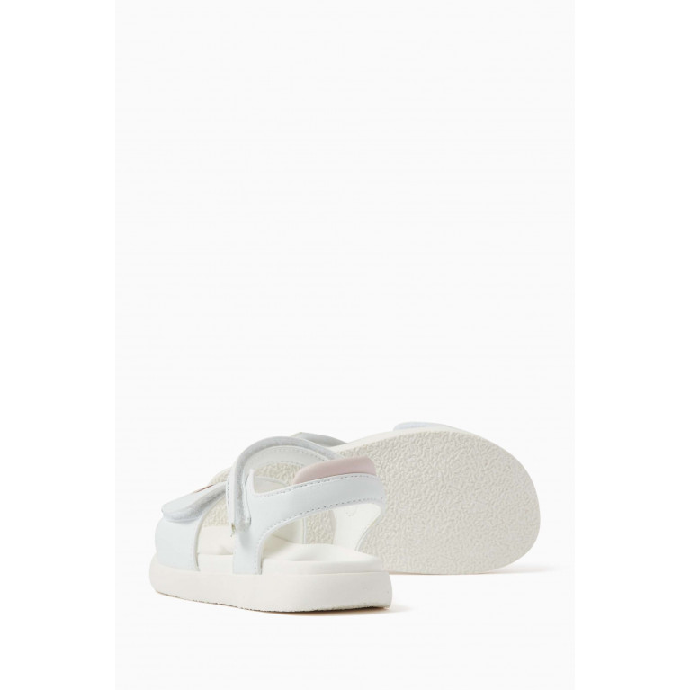 Tommy Hilfiger - Heart Print Velcro Sandals in Faux Leather