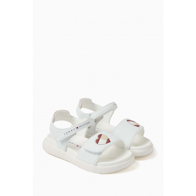 Tommy Hilfiger - Heart Print Velcro Sandals in Faux Leather