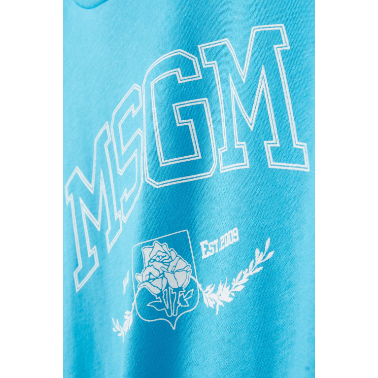 MSGM - Logo T-Shirt in Cotton Blue