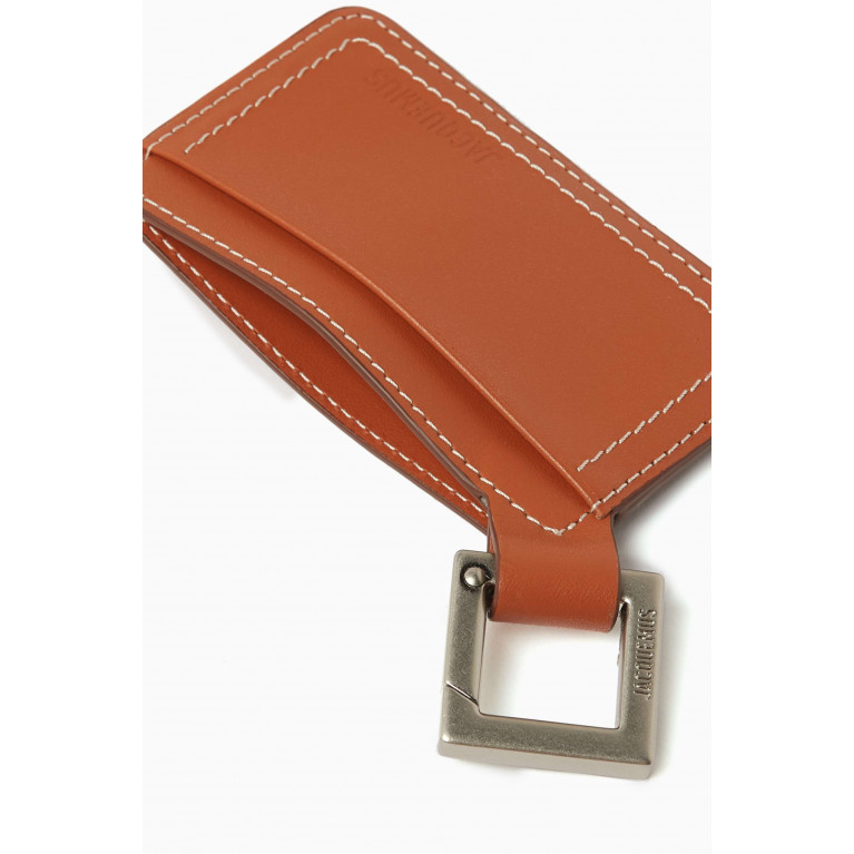 Jacquemus - Clip-on Card Holder in Leather Brown