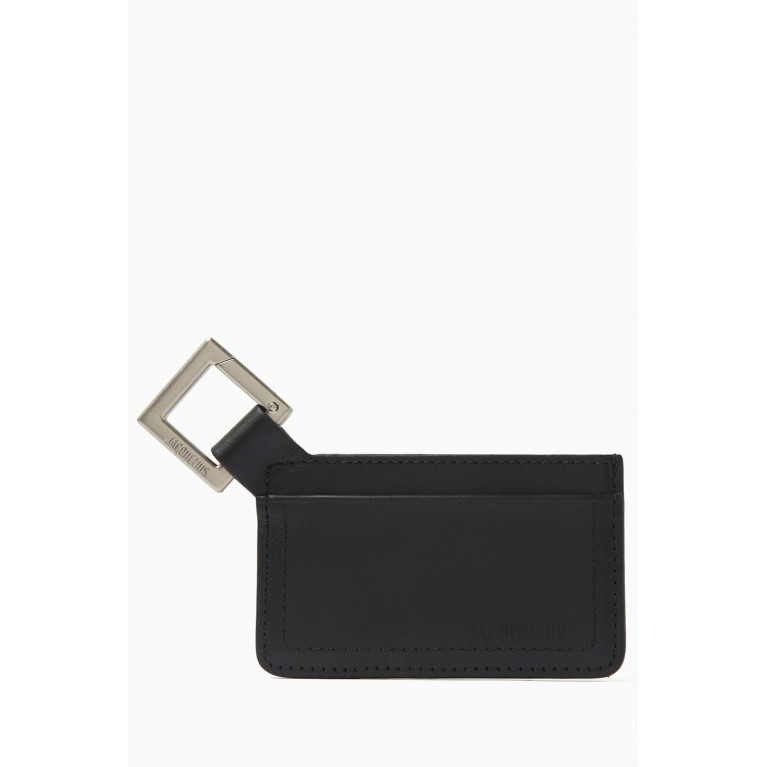Jacquemus - Clip-on Card Holder in Leather Black
