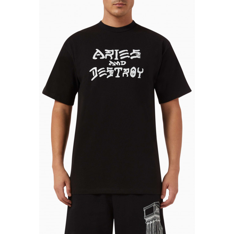 Aries - Vintage Aries and Destroy T-shirt in Cotton Jersey