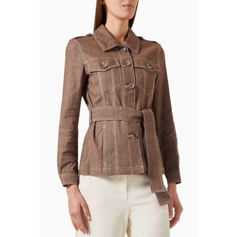 Marella - Belted Outdoor Jacket in Cotton