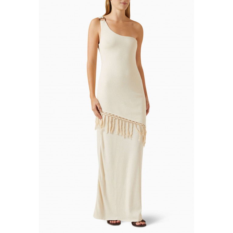 Savannah Morrow - Saanj One-shoulder Tassel Dress in Organic Cotton