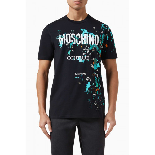 Moschino - Painted-effect Logo T-shirt in Organic Cotton Jersey