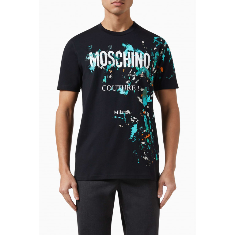 Moschino - Painted-effect Logo T-shirt in Organic Cotton Jersey