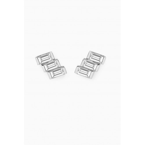 Fergus James - Baguette Diamond Mini Ladder Stud Earrings in 18kt White Gold