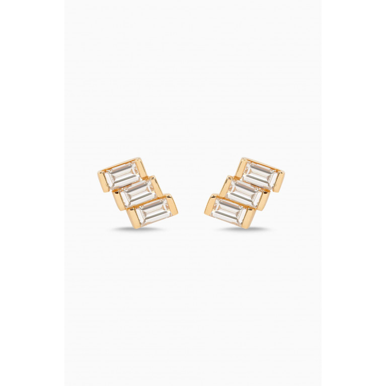 Fergus James - Baguette Diamond Mini Ladder Studs in 18kt Gold