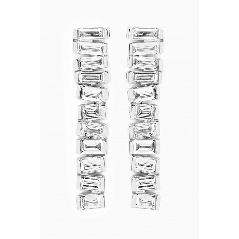 Fergus James - Baguette Diamond Ladder Drop Earrings in 18kt White Gold
