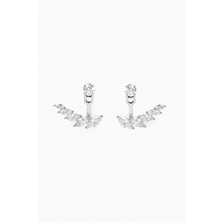 Fergus James - Marquise Diamond Angel Wing Slider Earrings in 18kt White Gold