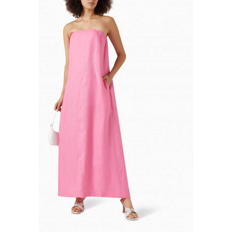 Bondi Born - Delphi Strapless Maxi Dress in Organic Linen