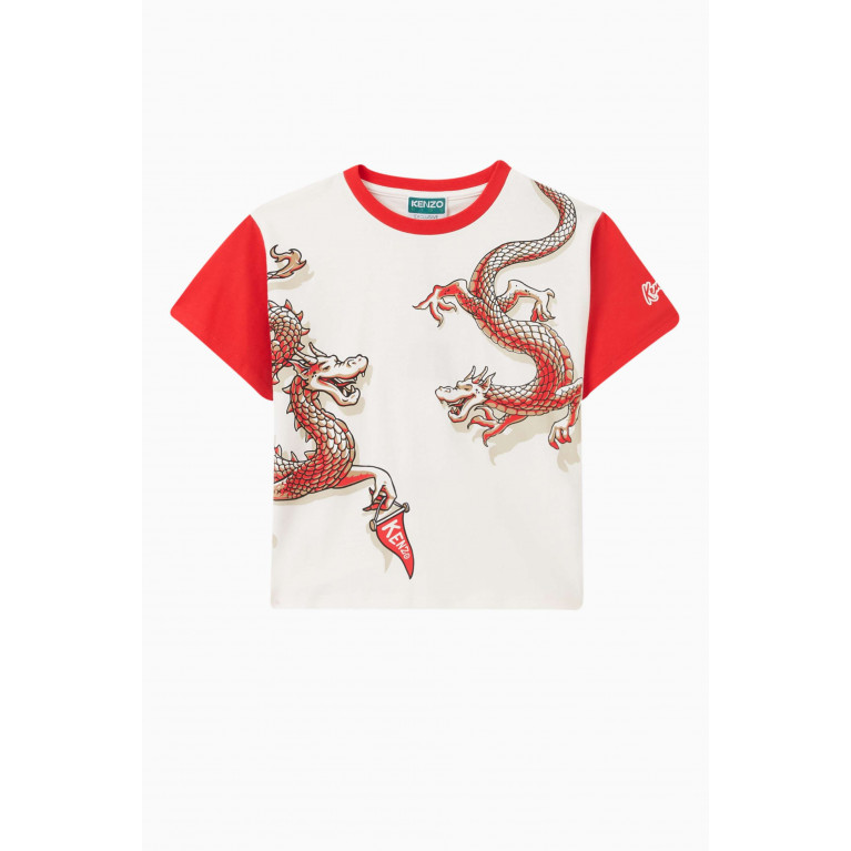 KENZO KIDS - Dragon-print T-shirt in Jersey