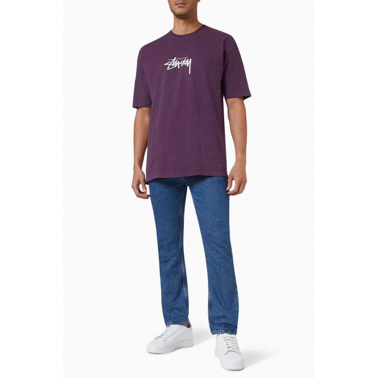 Stussy - Small Stock Pig. Dyed T-Shirt in Cototn Purple