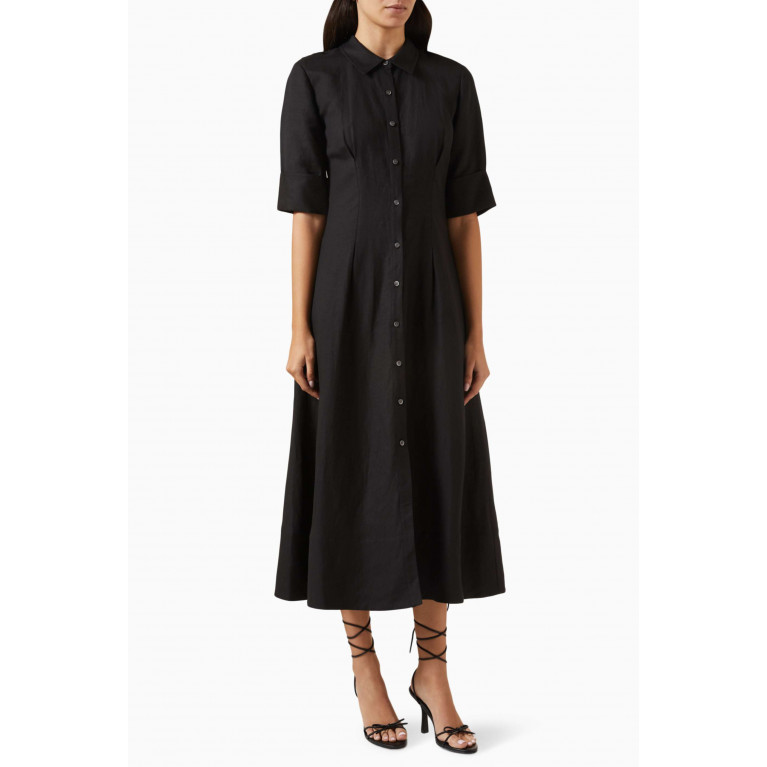 Simkhai - Claudine Shirt Midi Dress in Poplin Black