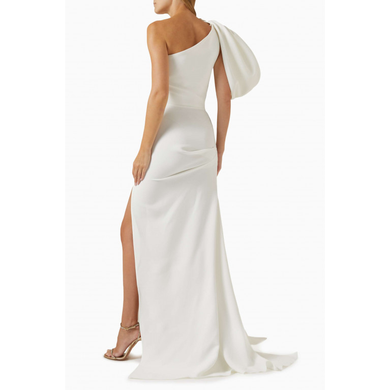 Matičevski - Darkness Ruffled One-shoulder Gown White