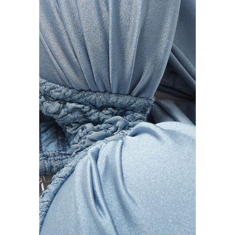 Leslie Amon - Paloma Bikini Top in Crinkled-jacquard Blue