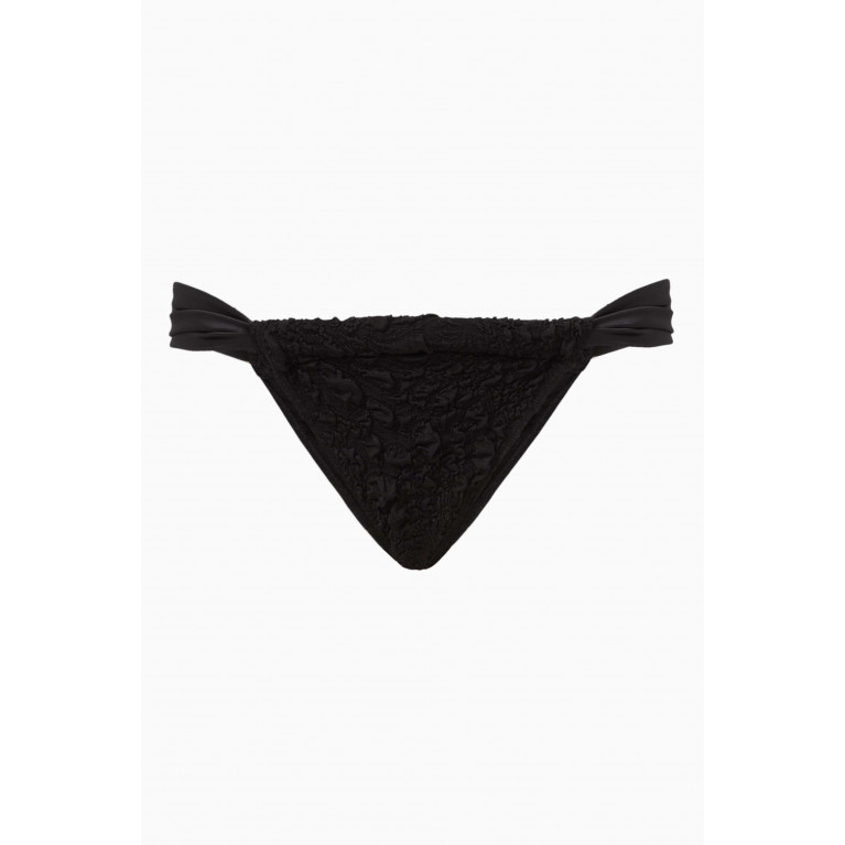 Leslie Amon - Paloma Bikini Briefs in Crinkled-jacquard Black