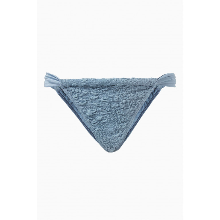 Leslie Amon - Paloma Bikini Briefs in Crinkled-jacquard Blue