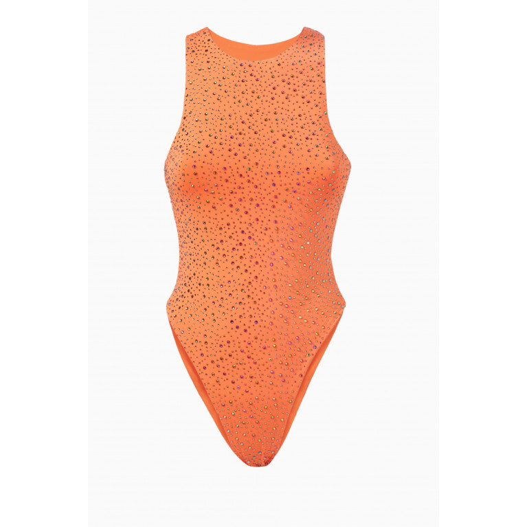 Leslie Amon - Dua Embellished Bodysuit Orange