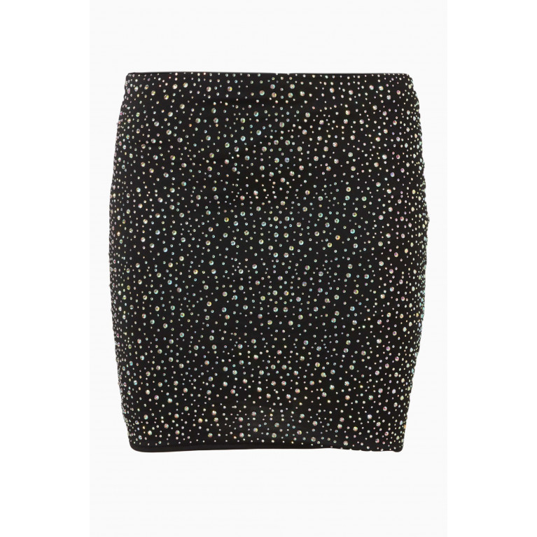 Leslie Amon - Rhinestone Embellished Micro Skirt Black