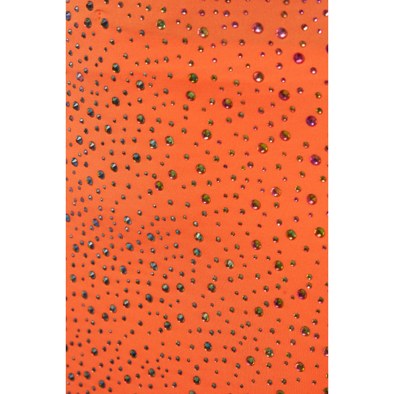 Leslie Amon - Rhinestone Embellished Micro Skirt Orange