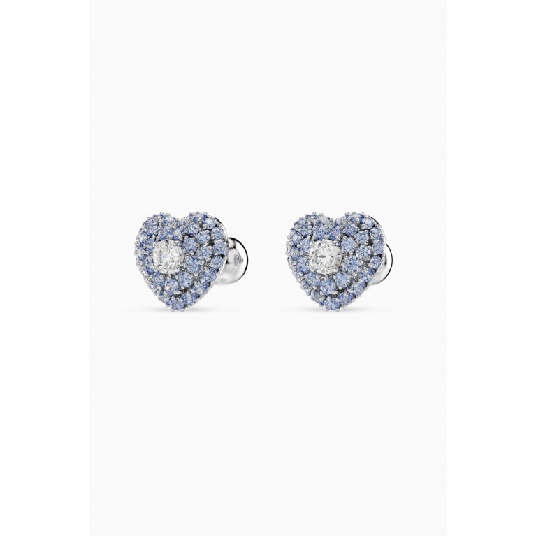 Swarovski - Heart Crystal Stud Earrings in Rhodium-plated Metal
