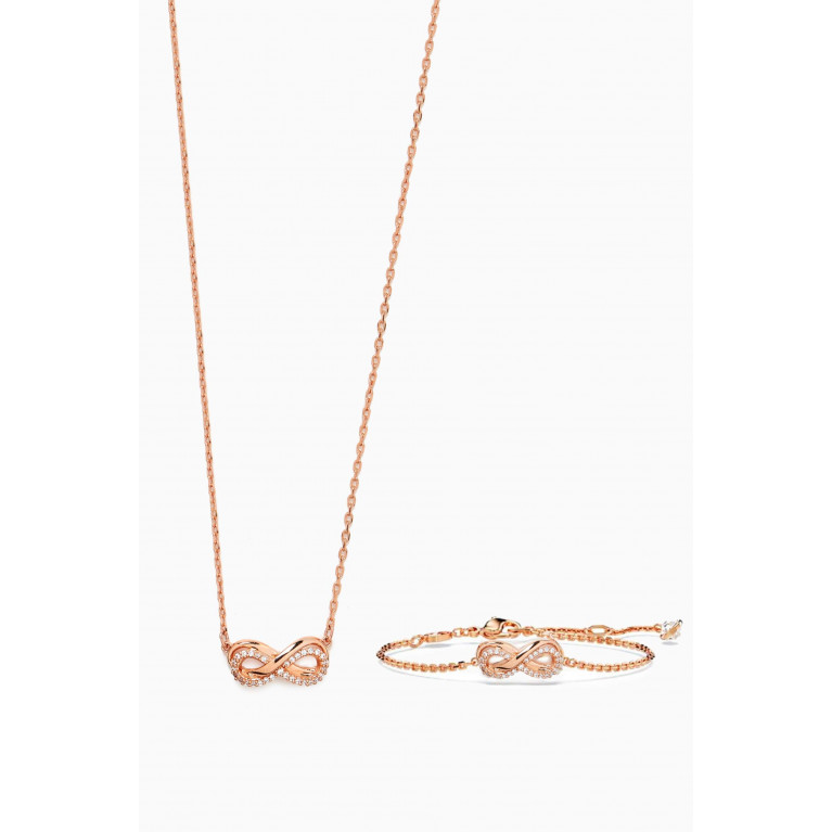 Swarovski - Hyperbola Infinity Necklace & Bracelet Set in Rose Gold-plated Metal