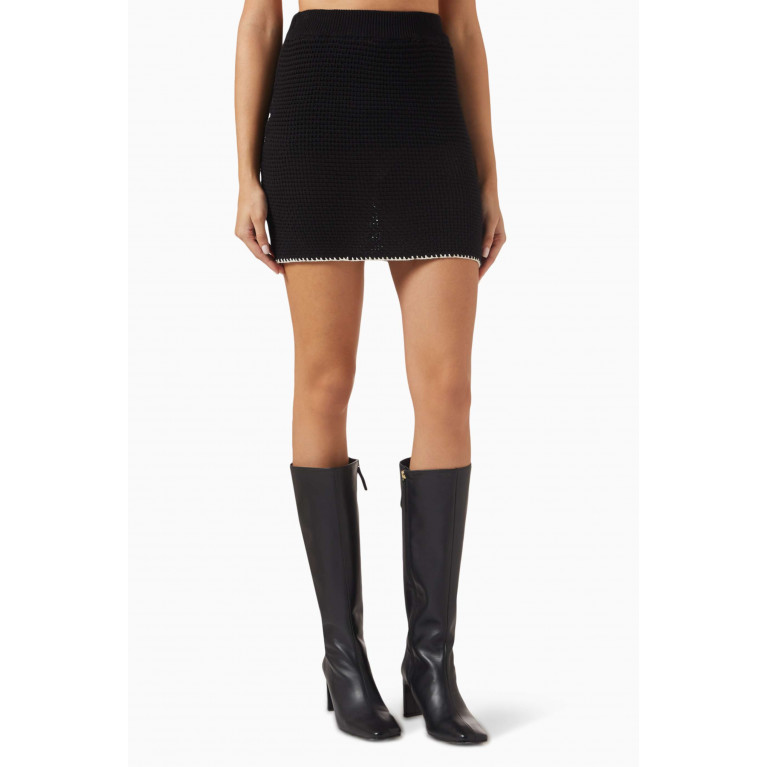 ALOHAS - Roma Tricot Mini Skirt in Cotton Black