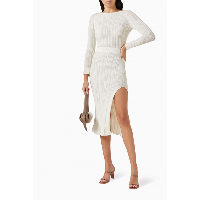 ALOHAS - Zoe Side-slit Midi Skirt in Cotton-blend