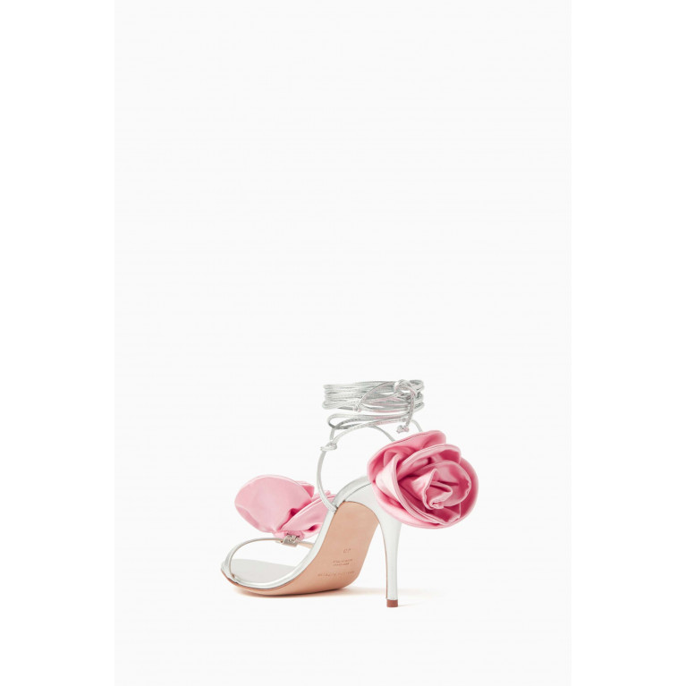 Magda Butrym - 3D Flowers 85 Strappy Sandals in Metallic Leather