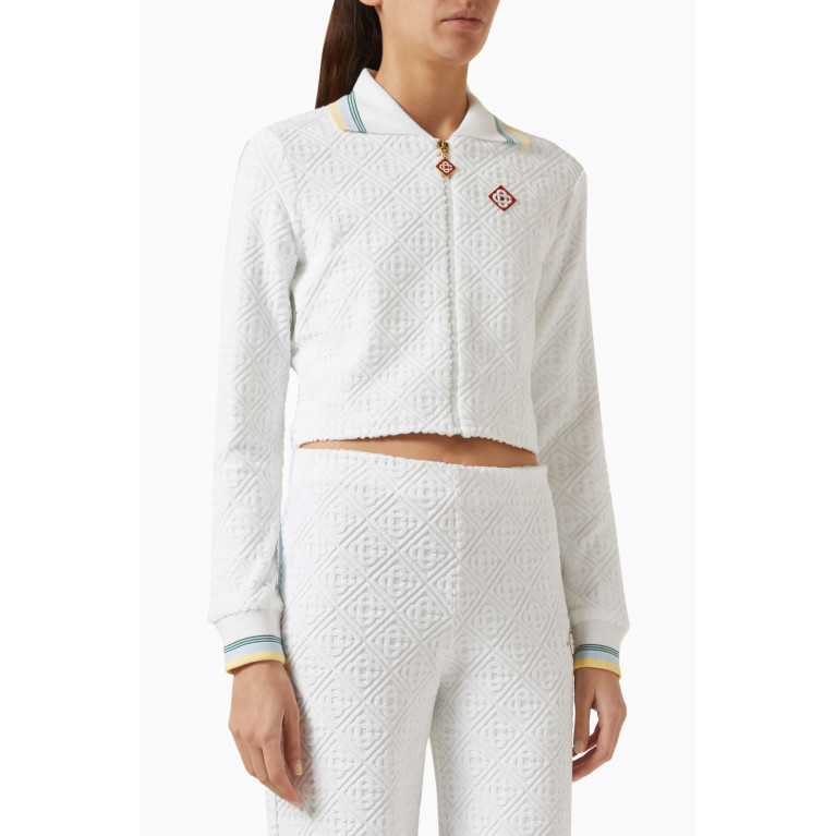 Casablanca - Cropped Track Jacket in Textured Cotton-blend