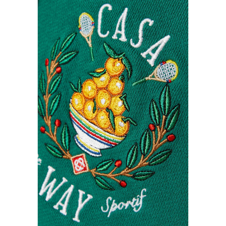 Casablanca - Casa Way Embroidered Cropped Hoodie in Organic Cotton