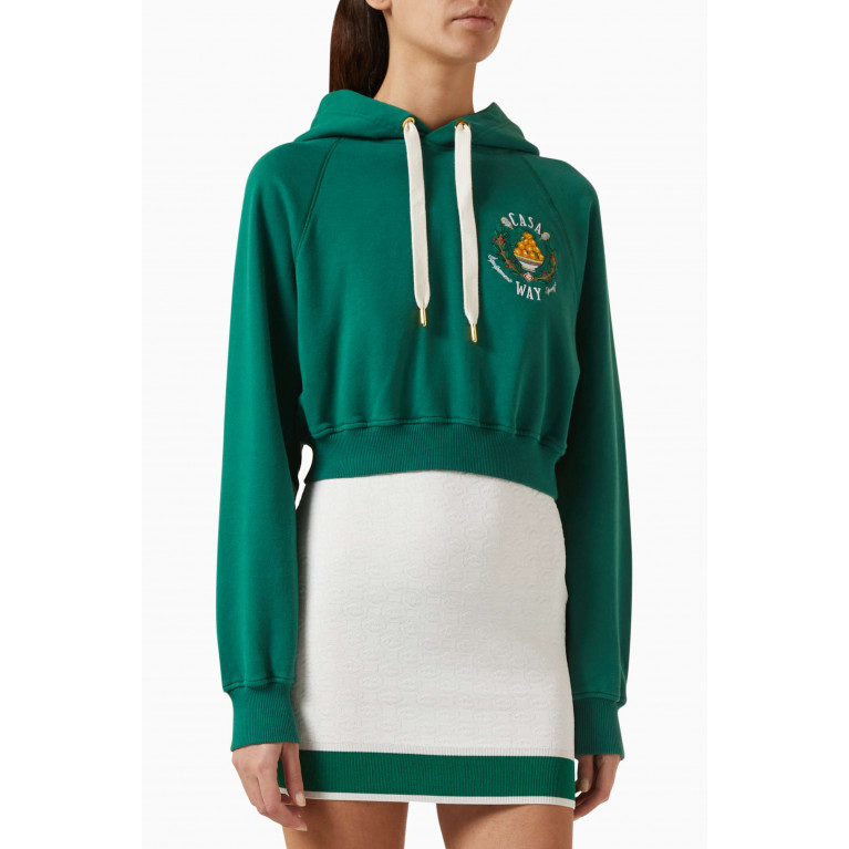 Casablanca - Casa Way Embroidered Cropped Hoodie in Organic Cotton