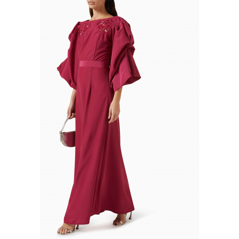 NASS - Embroidered Maxi Dress in Crepe Pink