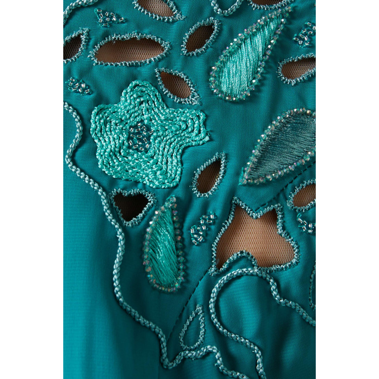 NASS - Embroidered Maxi Dress in Crepe Green
