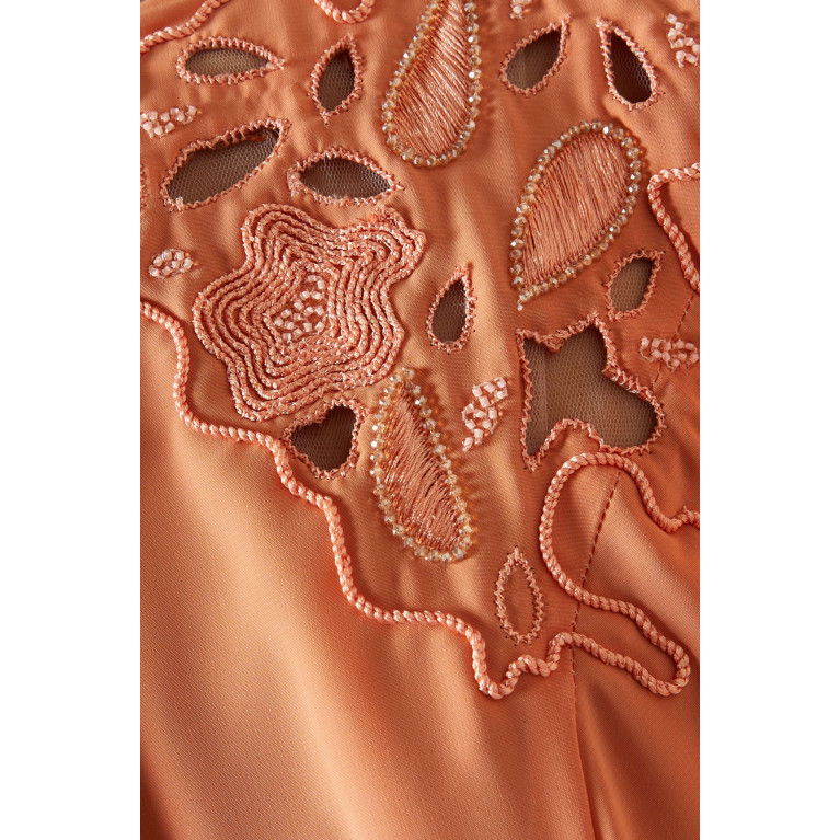 NASS - Embroidered Maxi Dress in Crepe Orange