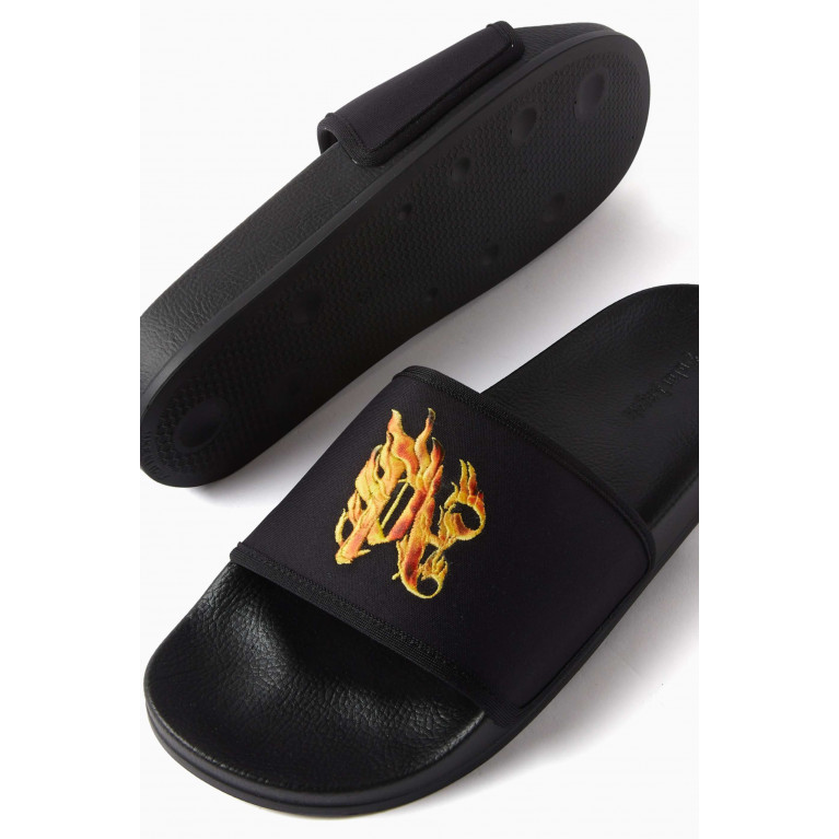 Palm Angels - PA Monogram Pool Sliders in Faux Leather