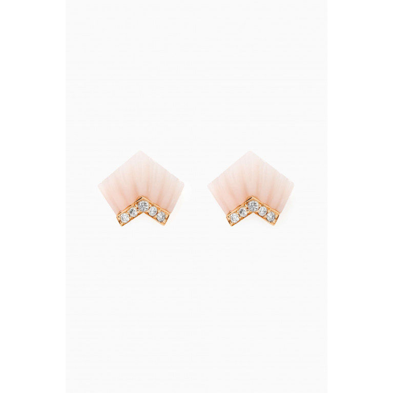 Charmaleena - Elements Diamond & Opal Stud Earrings in 18kt Gold