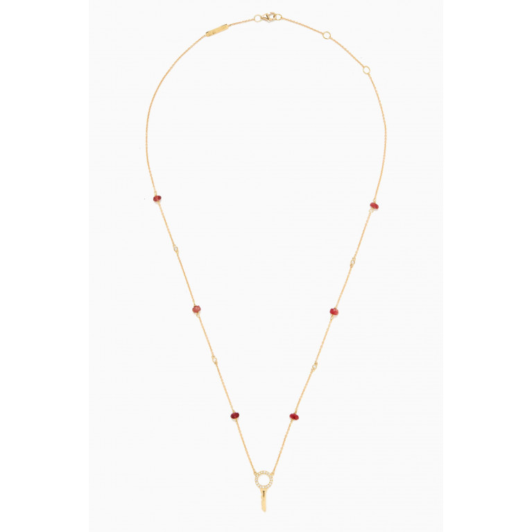Charmaleena - Petite Key To My Heart Diamond & Ruby Necklace in 18kt Gold