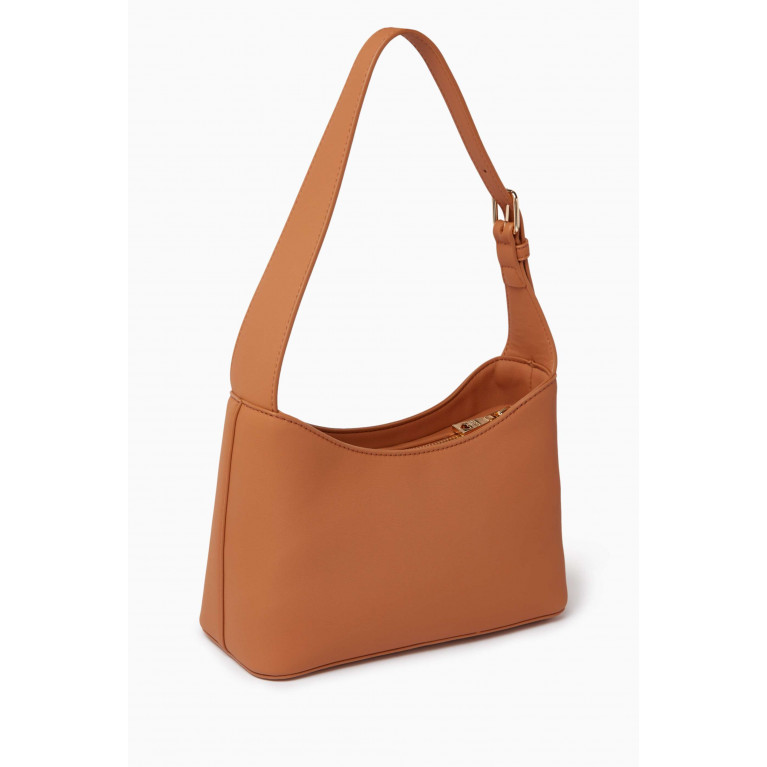 Love Moschino - Small Bold Love Shoulder Bag in Faux Leather Brown