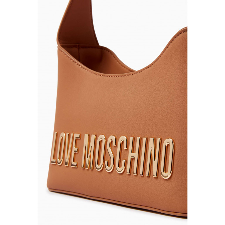 Love Moschino - Small Bold Love Shoulder Bag in Faux Leather Brown