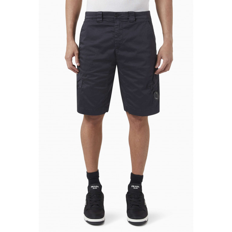 C.P. Company - Utility Shorts in Stretch Sateen Blue