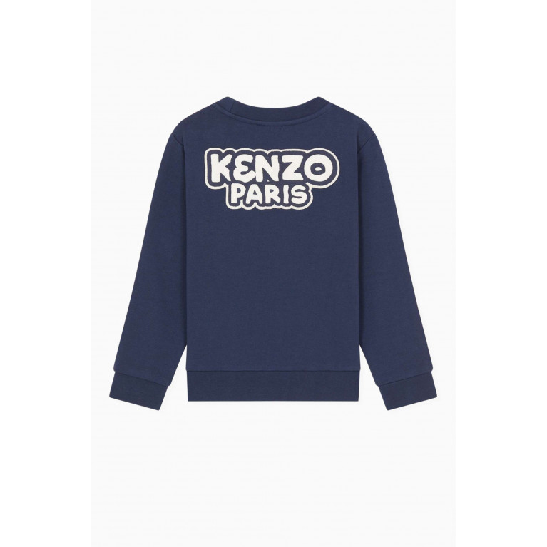 KENZO KIDS - Sailor Logo Two-tone Sweatshirt in Cotton Blend Fleece