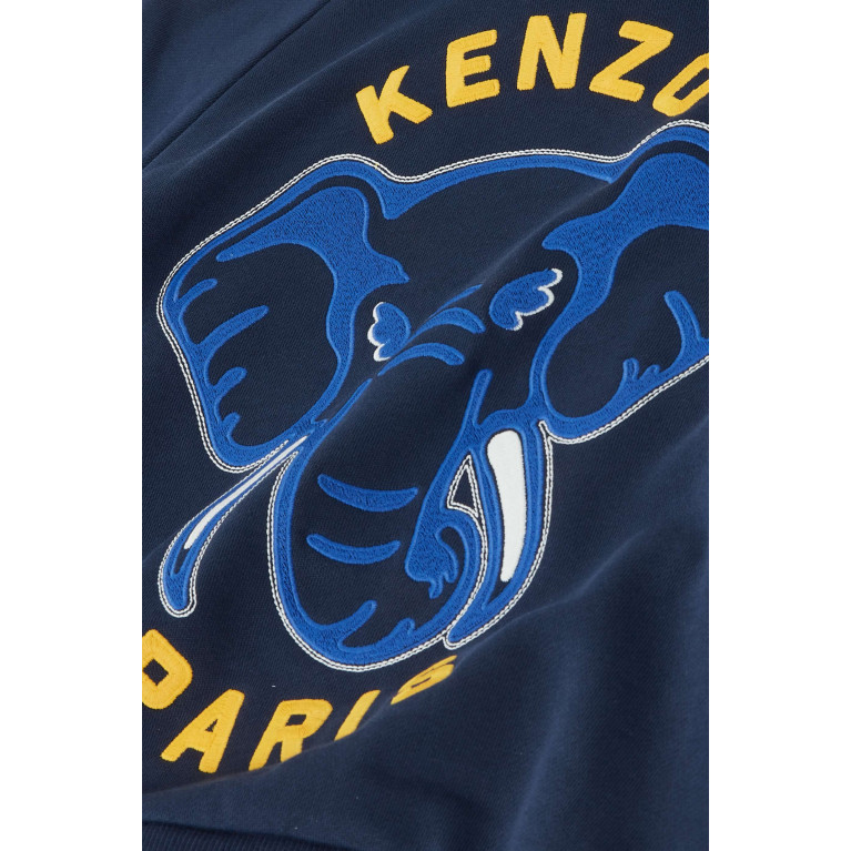 KENZO KIDS - Elephant Logo Hoodie in Cotton Fleece
