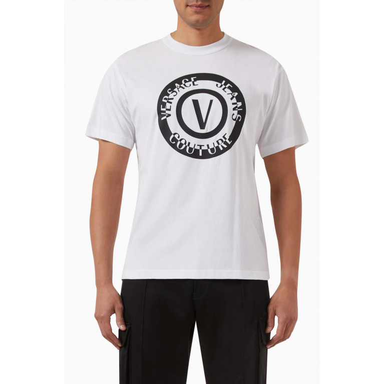Versace Jeans Couture - V-emblem Logo T-shirt in Cotton