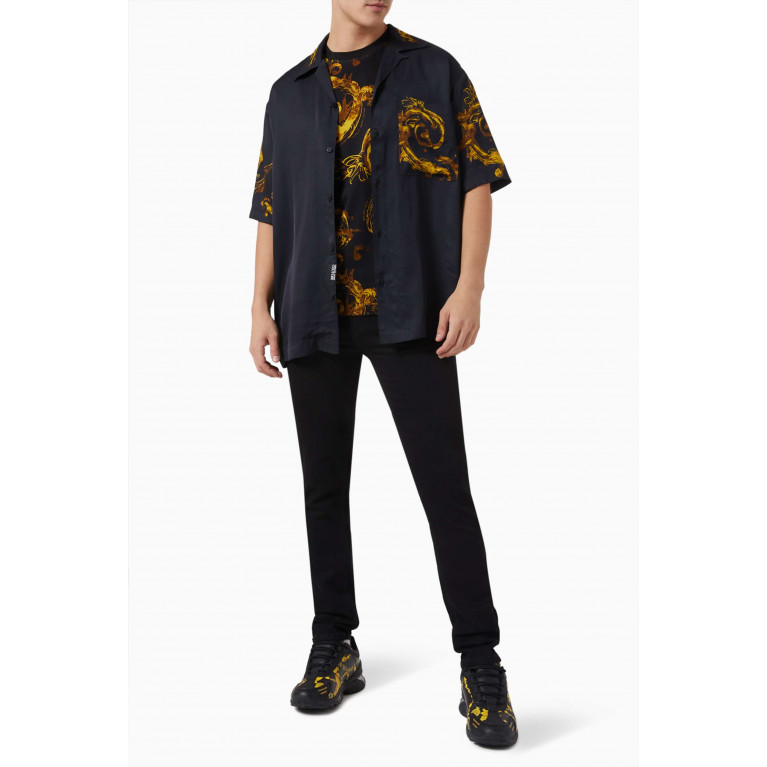 Versace Jeans Couture - Baroque Motif T-Shirt in Cotton Black