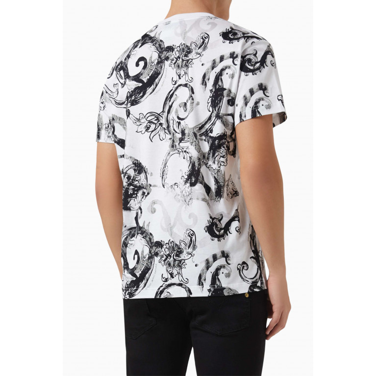 Versace Jeans Couture - Baroque Motif T-Shirt in Cotton White